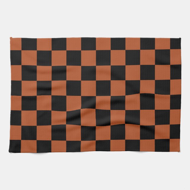 Braunschwarz Geländermuster Geschirrtuch (Horizontal)