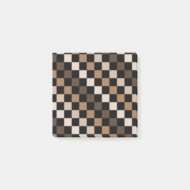 Braunschwarz Kegelter Minimalistischer Retro Post-it Klebezettel (Vorderseite)