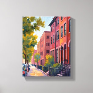 Braunstein City Street Boston Backstein Aquarell Leinwanddruck
