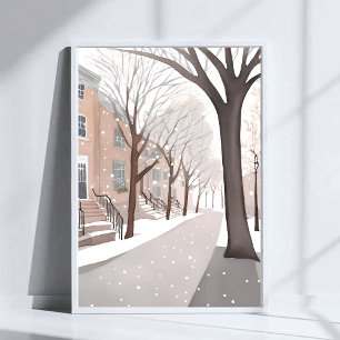 Braunsteingasse   Schneebedeckte Winter-Wasserfarb Poster
