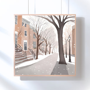 Braunsteingasse Wasserfarbenes Winter-Wasserfarb Poster