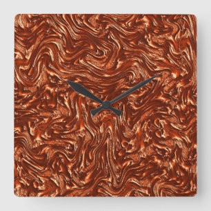 Brauntöne Quadratische Wanduhr