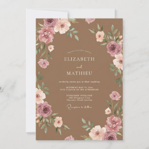 Braunviolette Hochzeit mit Maiblumen Einladung