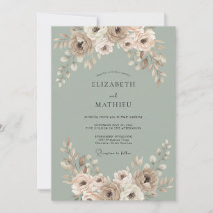 Braunviolette Hochzeit mit Taupé-Petal Einladung