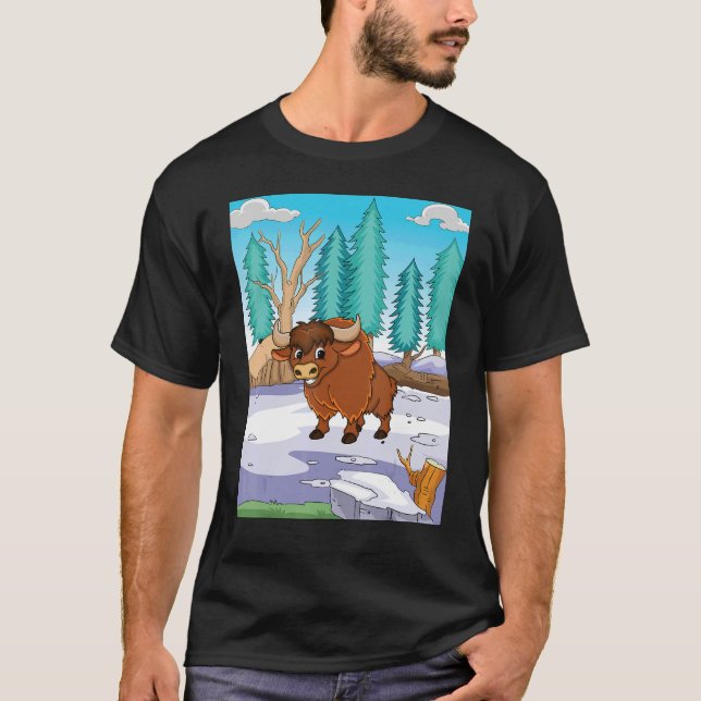 BraunYak Stehend in einem Schneefeld, bereit für C T-Shirt (Vorderseite)