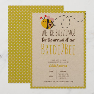 Braut 2 BEE Niedlich Gelbe Hochzeit oder Brautpart Einladung