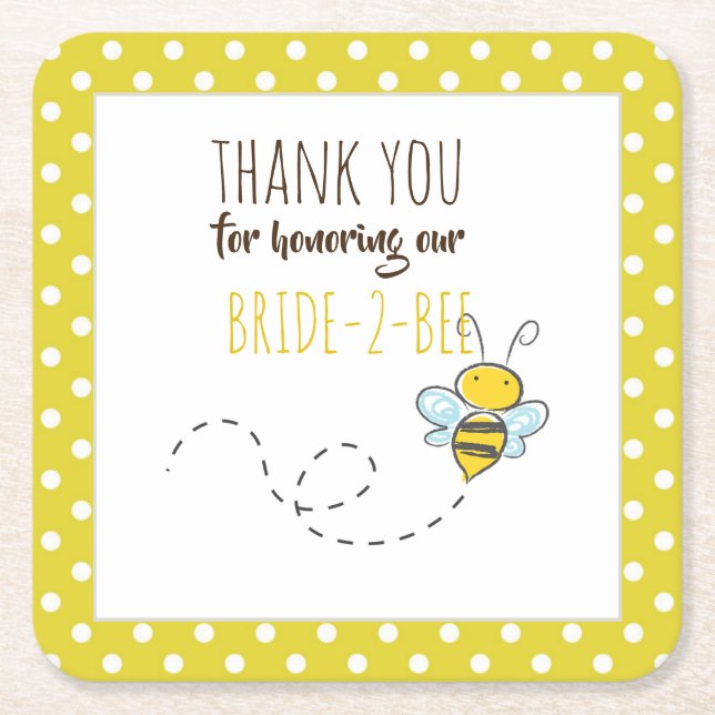 Braut 2 BEE Niedlich Gelbe Hochzeit oder Brautpart Rechteckiger Pappuntersetzer (Vorderseite)