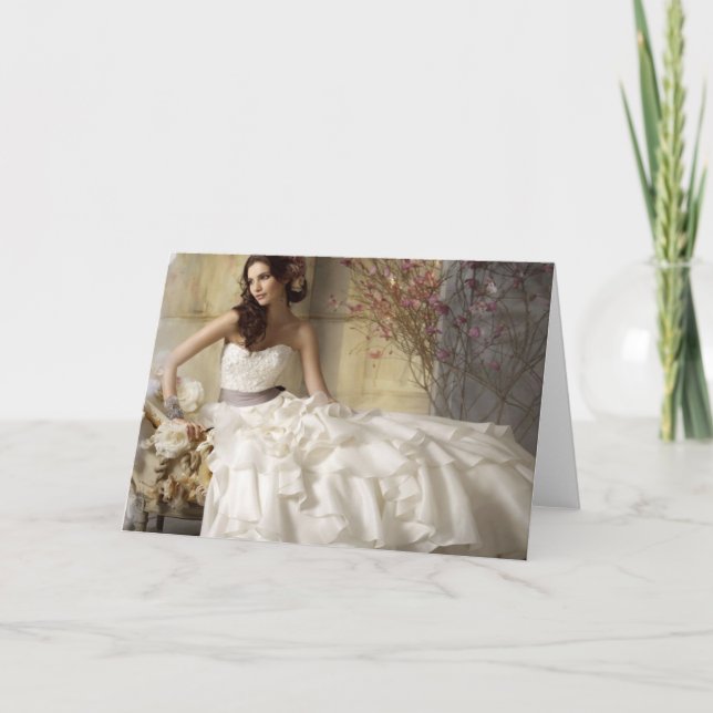 Braut auf ihrer Hochzeitstagskarte Karte (Vorderseite)