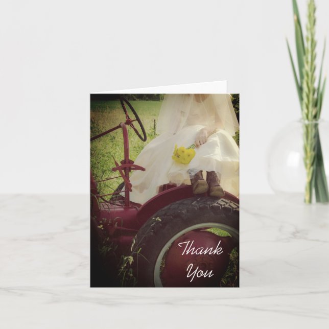 Braut auf Red Tractor Farm Wedding Danke Notiz (Vorderseite)