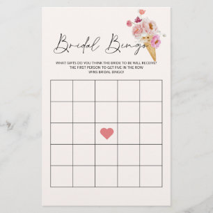 Braut-Bingo Eiscreme Florales Brautparty-Spiel
