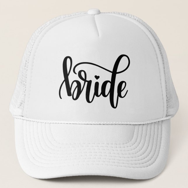 Braut Black Script Truckerkappe (Vorderseite)