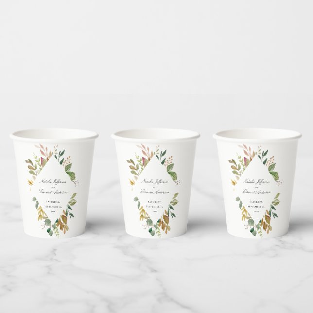 Braut-, Braun- und Goldfolienhochzeit Pappbecher (Multi)