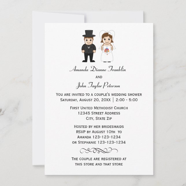 Braut & Bräutigam - Einladung zur Dusche (Vorderseite)