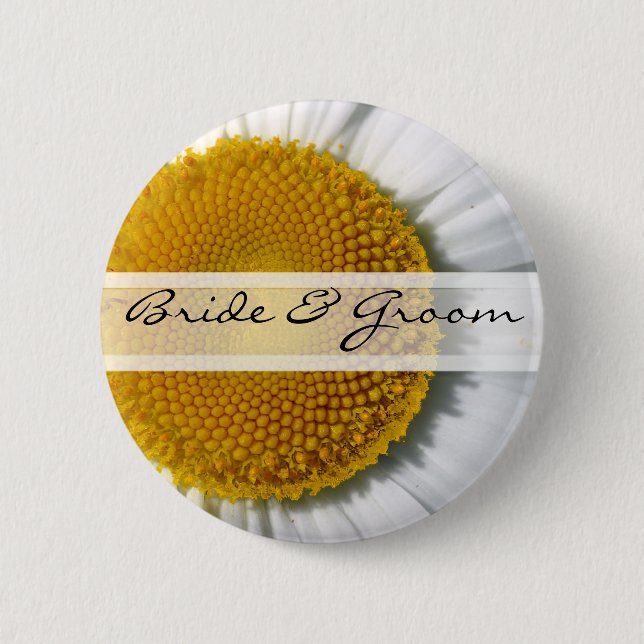 Braut & Bräutigam Gänseblümchen-Knopf Button (Vorderseite)