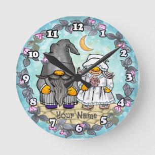 Braut & Bräutigam Gnom  Runde Wanduhr
