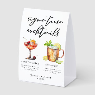 Braut Bräutigam Hochzeit Signature-Cocktails-Menü Tischaufsteller