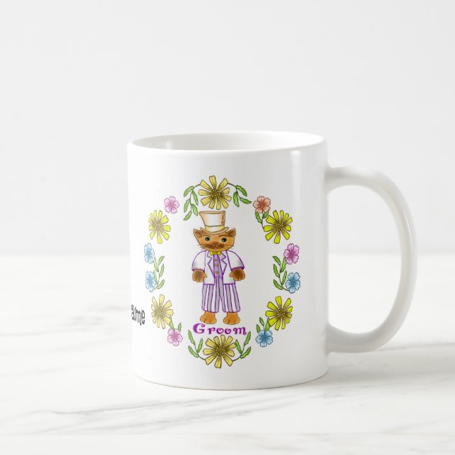 Braut Bräutigam Hochzeitsmugs mit Katze Kaffeetasse (Rechts)