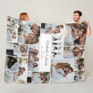 Braut & Bräutigam Namen 14-Foto-Collage Hochzeitsg Fleecedecke