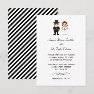 Braut & Bräutigam schwarze Streifen - 3x5 Hochzeit Einladung