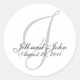 Braut-Bräutigam-Siegel-Aufkleber des Monogramm-J Runder Aufkleber