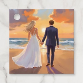 Braut & Bräutigam Strandhochzeit Aquarell Geschenkanhänger