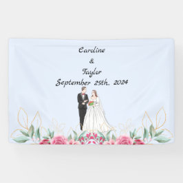 Braut-, Bräutigam- und Rose-Hochzeitsfest-Banner Banner