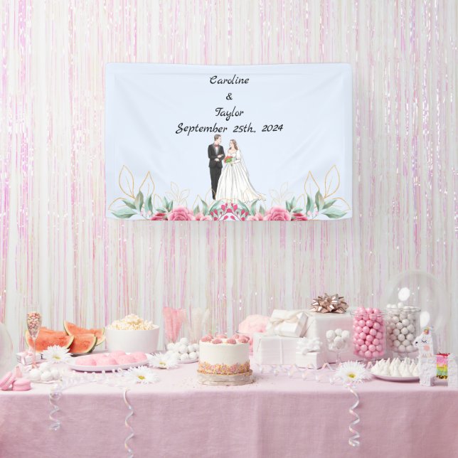 Braut-, Bräutigam- und Rose-Hochzeitsfest-Banner Banner (Party)