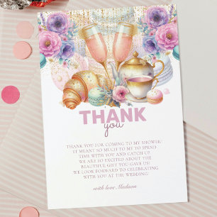 Braut-Brunch Pastellrosa Glitter Gold Dankeskarte
