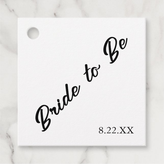 Braut Custom Datum Moderne Hochzeit Geschenkanhänger (Vorderseite)
