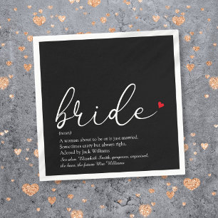 Braut Definition Brautparty-Skript Rotes Herz Serviette