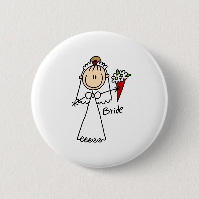 Braut, die den Blumenstrauß-Knopf wirft Button (Vorderseite)