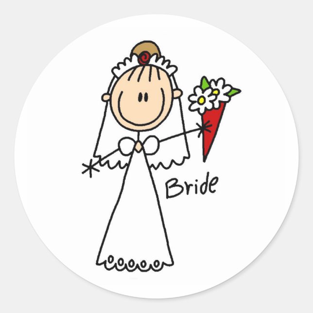 Braut, die den Bouquet-Aufkleber wegwirft Runder Aufkleber (Vorderseite)