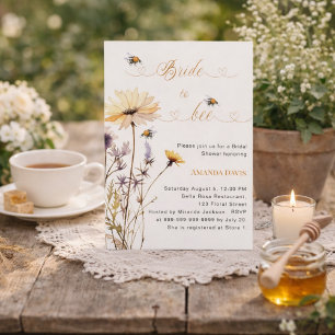 Braut, die zur wildblume elfenbein hochzeit shower einladung
