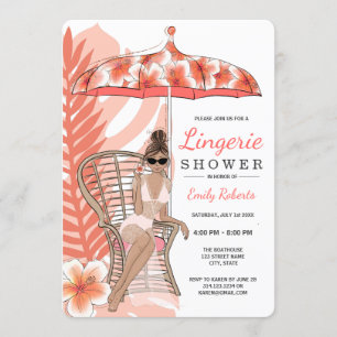 Braut Dusche Braut in Dessous mit dunklen Haaren Einladung