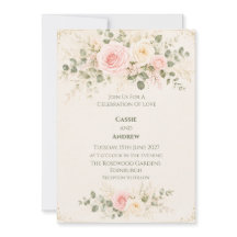 Braut-Einladung Blush Peach Floral