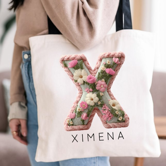 Braut | Elegantes florales initiales Monogramm Bra Tragetasche (custom teacher tote, personalized nurse bag, wedding guest gift, anniversary gift for wife)