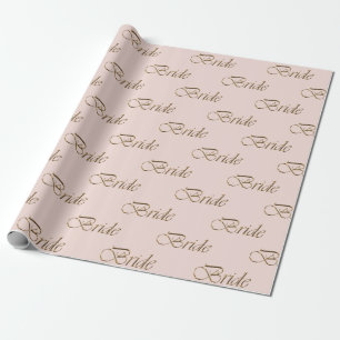 Braut erröten rosa goldene Kalligrafie Muster eleg Geschenkpapier