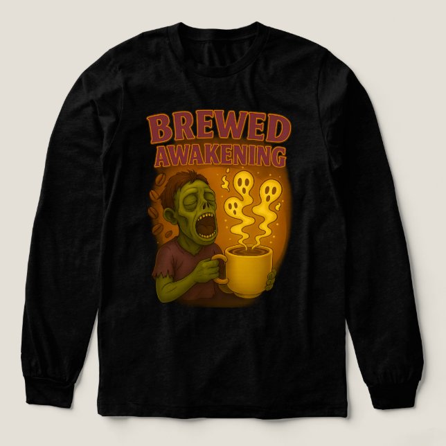 Braut Erwachen Zombie Halloween Kaffeeliebhaber Tri-Blend Shirt (Design Vorderseite)