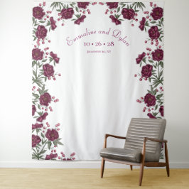 Braut-Foto-Hintergrund mit maronenroten Rosen Wandteppich