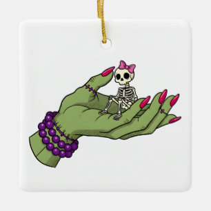 Braut Frankenstein Hand mit Skeleton Bow Got Keramikornament