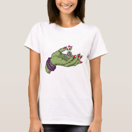 Braut Frankenstein Hand mit Skeleton Bow T-Shirt