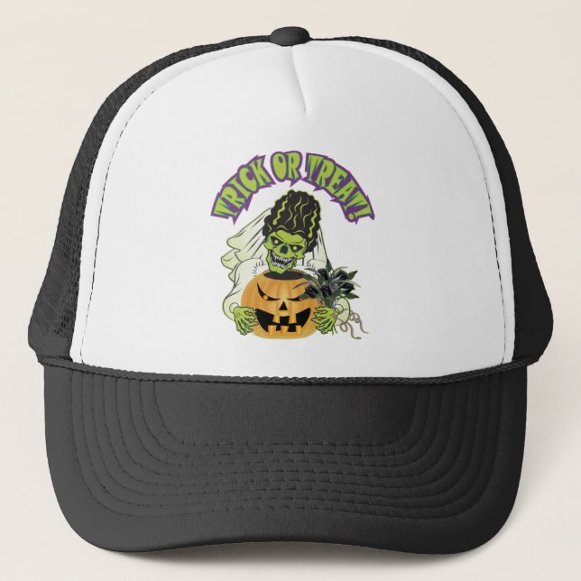Braut Frankenstein Skull Truckerkappe (Vorderseite)