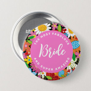 Braut Frühlingsblumen Garten Chic Hochzeit Namenss Button