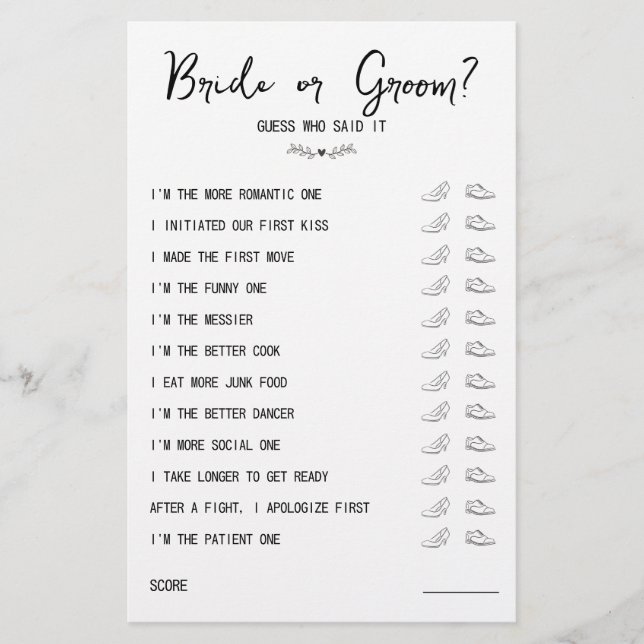 Braut für Hochzeitsschuh oder Groom Black & White (Vorderseite)