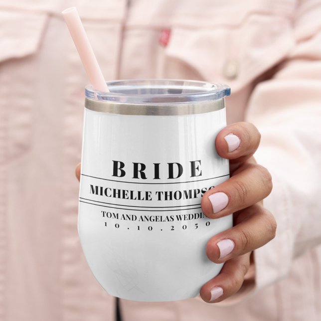 Braut für zeitgemäße Typografie (Custom personalized Bride Modern bold lettering wine tumbler)
