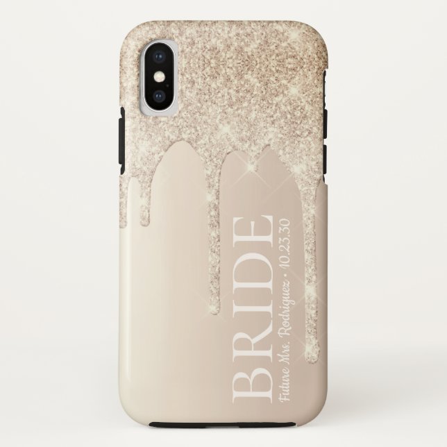 Braut Future Mrs Gold Glitter Tropfen Case-Mate iPhone Hülle (Rückseite)