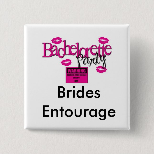 Braut-Gefolge-Quadrat-Knopf (WEISS) Button (Vorderseite)