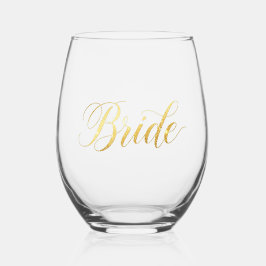 Braut Gold Glitter Hochzeit Weinglas Ohne Stiel