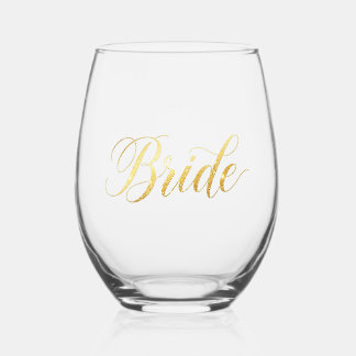 Braut Gold Glitter Hochzeit Weinglas Ohne Stiel