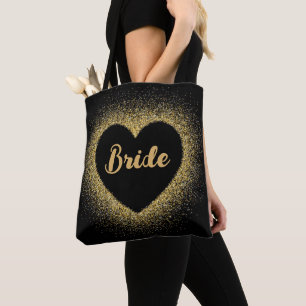Braut Gold Herz Glitter Elegantes Skript Hochzeit  Tasche